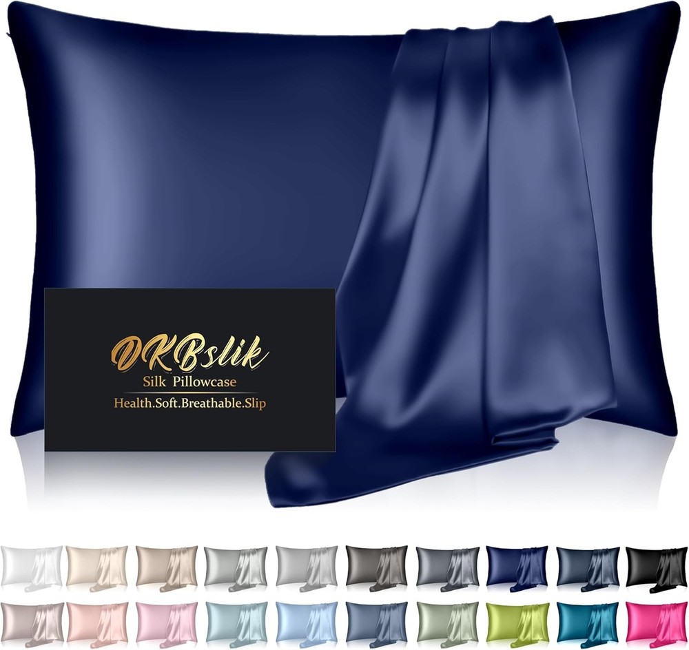1Pack Silk Pillowcase, Blissy -like DKBslik for Hair and Skin,Navy Blue Standart