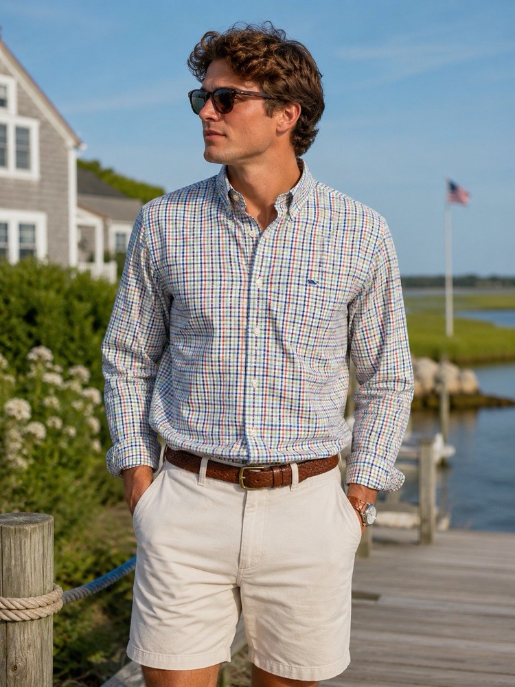 Vineyard Vines Classic Fit Murray Mens Plaid Long Sleeve Shirt M Coastal Preppy