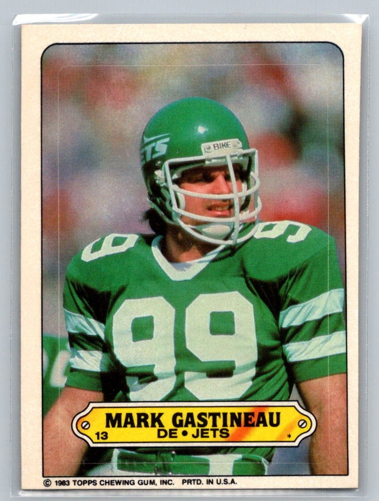 1983 Topps Mark Gastineau #13 NY Jets Sticker Football Card