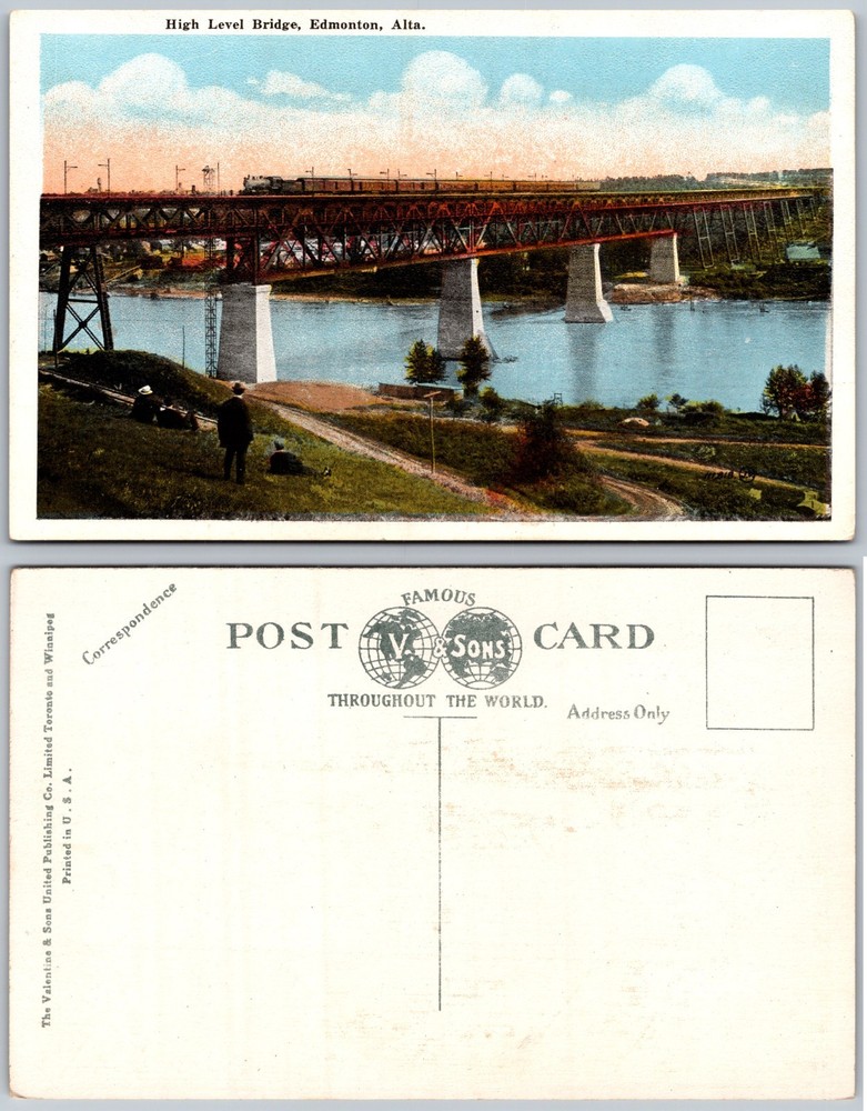 High Level Bridge Edmonton Alberta River Train Postcard