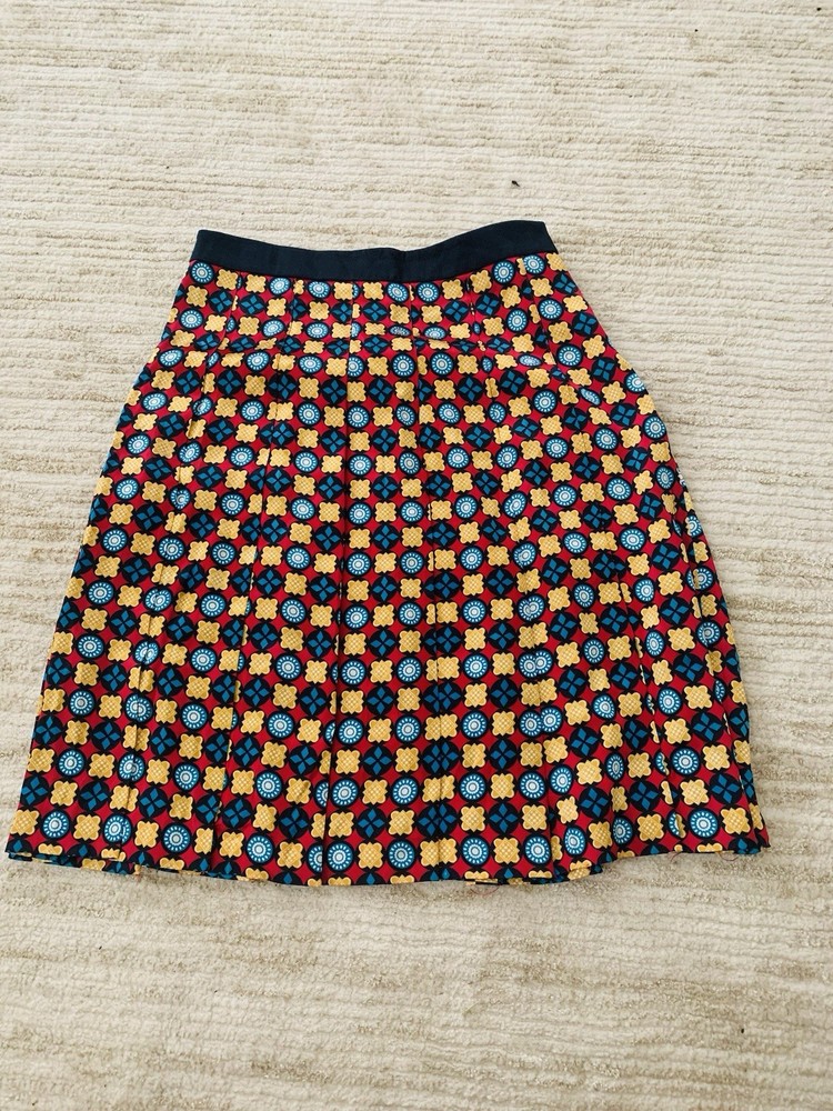 Tory Burch Women's Silk Pleated MIDI Skirt Mandala Size 2 Multicolor