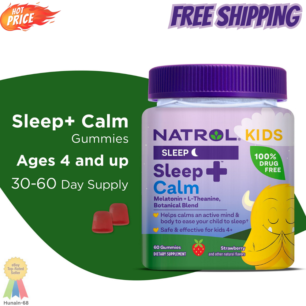 Natrol Kids Sleep Calm Melatonin L-Theanine Gummies 60 Count
