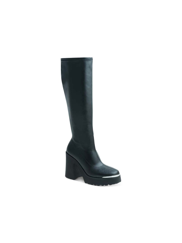 WILD PAIR Womens Black Zipper Killian Round Toe Block Heel Riding Boot 5 M