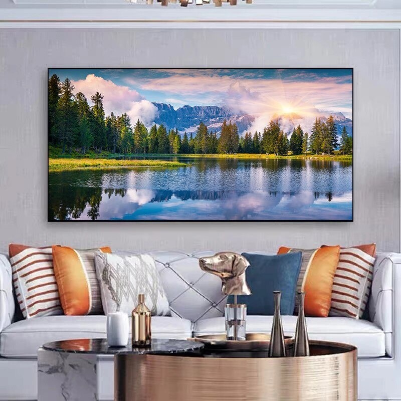 Wall Art Print Nature Landscape Mountain Canvas Painting Sunshine Forest Picture