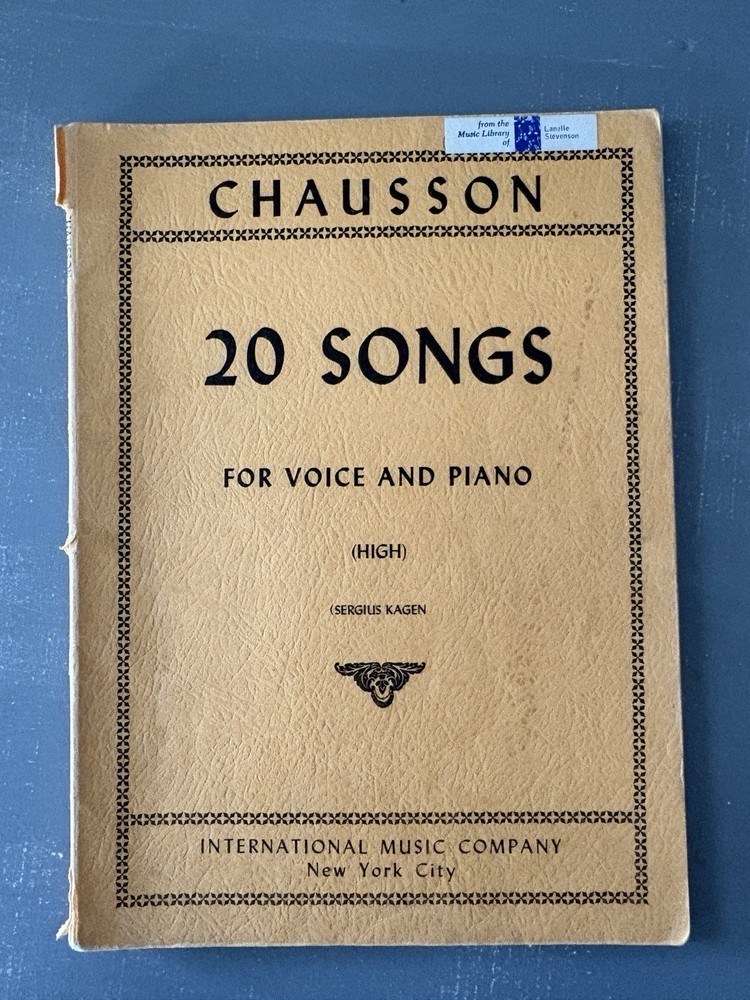 Chausson 20 Songs for Low Voice and Piano SC No 1131 International Music 1952