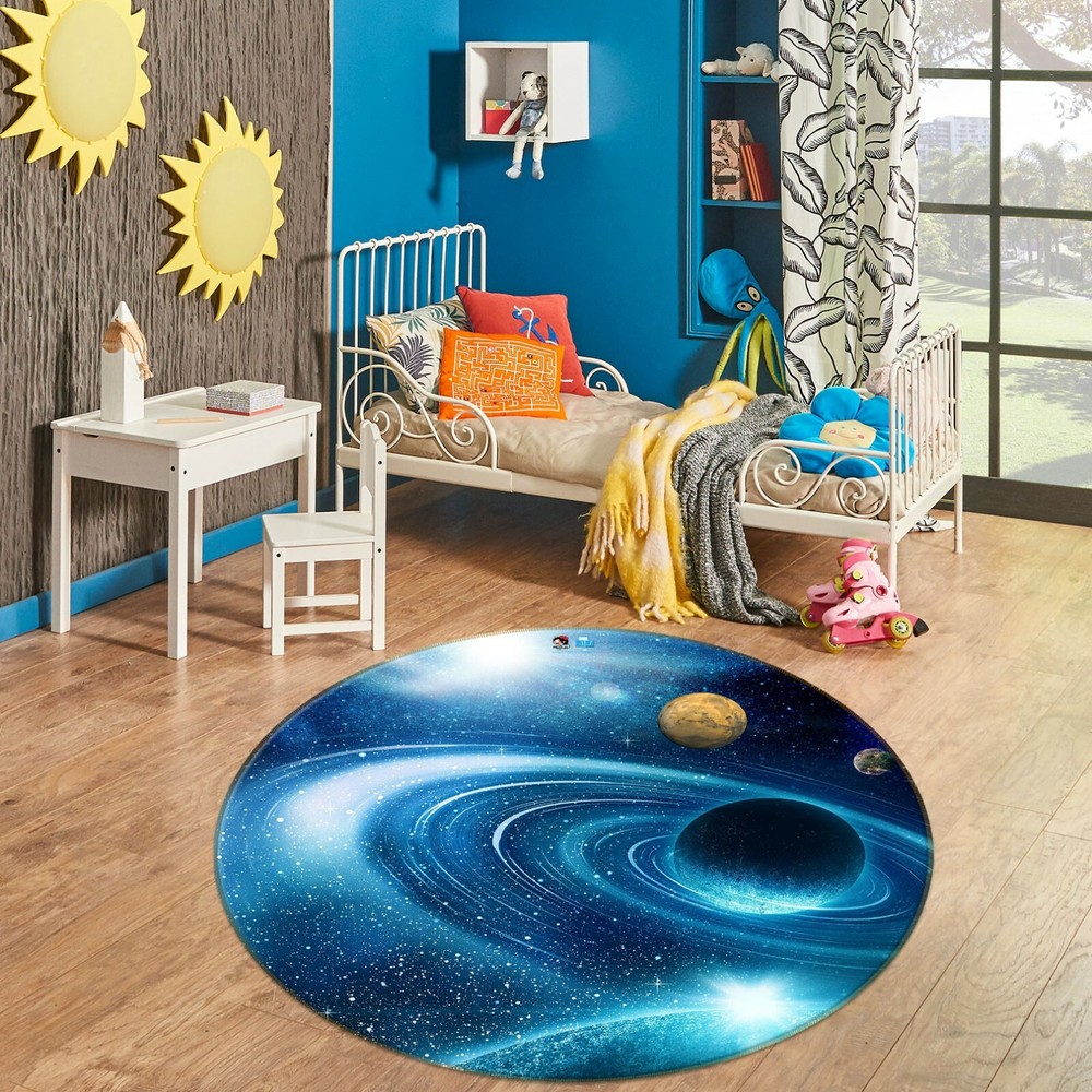3D Blue Starry Planet NAO9964 Game Rug Mat Elegant Photo Carpet Mat Fay