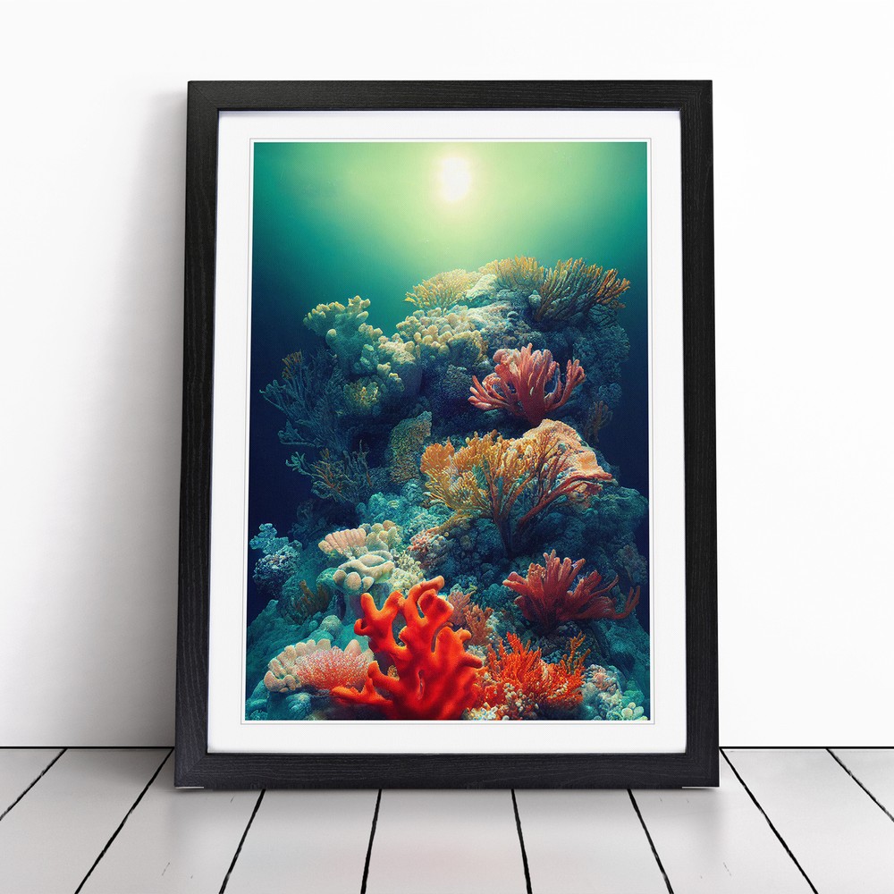 Sensational Coral Reef Wall Art Print Framed Canvas Picture Poster Decor