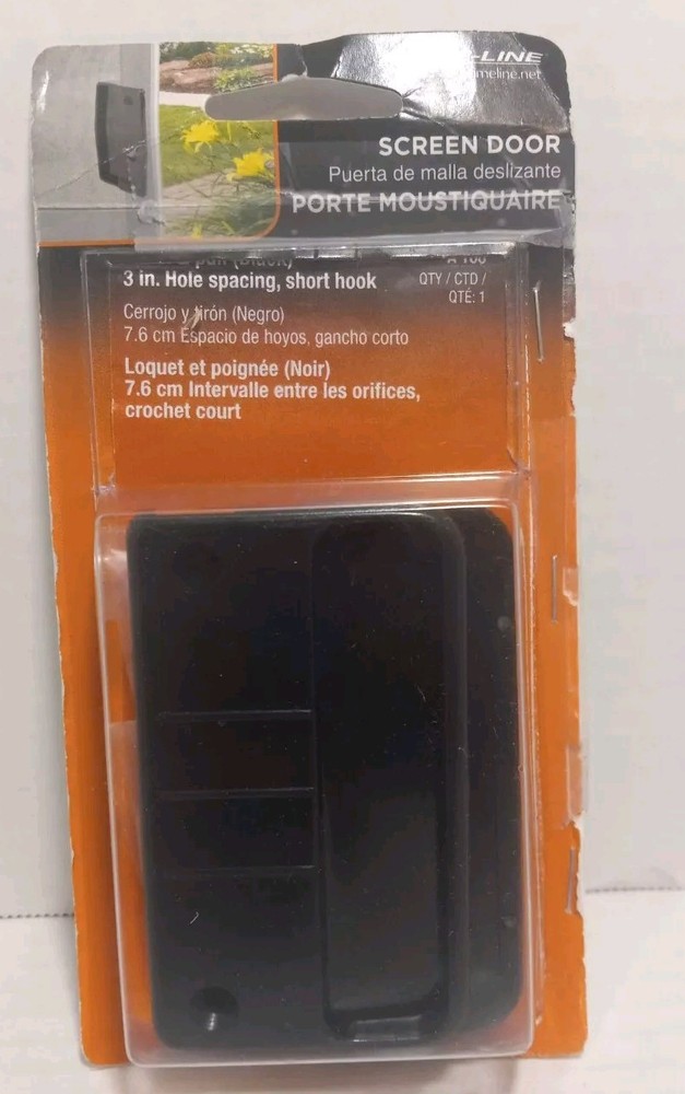 Black Plastic Screen Door Latch with Security Lock by Prime-Line A108  