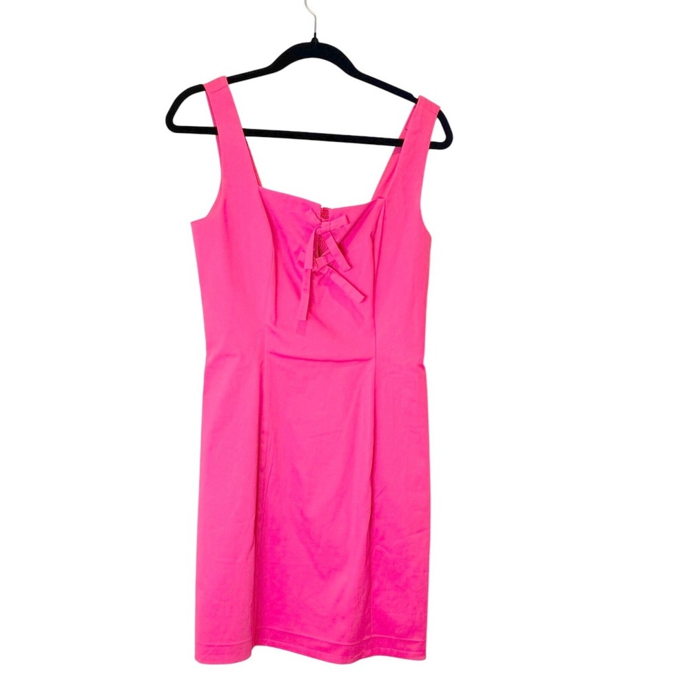 Adrianna Papell Hot Pink Sleeveless Mini Cocktail Dress Bow Size 6 Valentines
