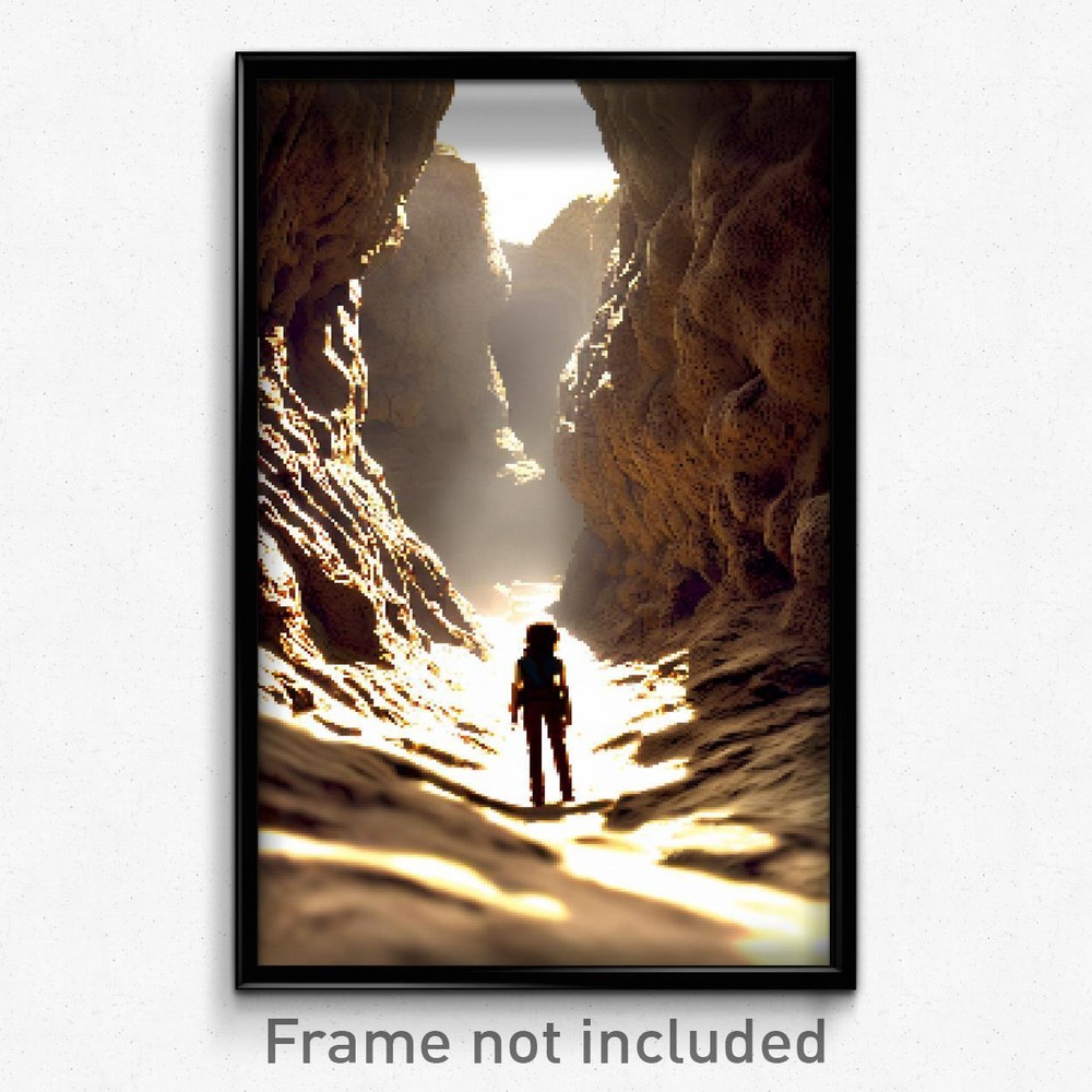 8-Bit Psychedelic Pixel Art Poster - Trippy Cavern Video Game Print