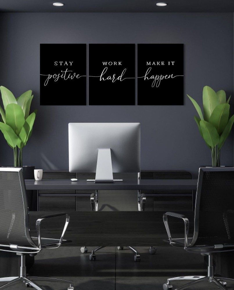 3pcs Motivational Quote work hard Canvas Painting wall art Poster Home Decor