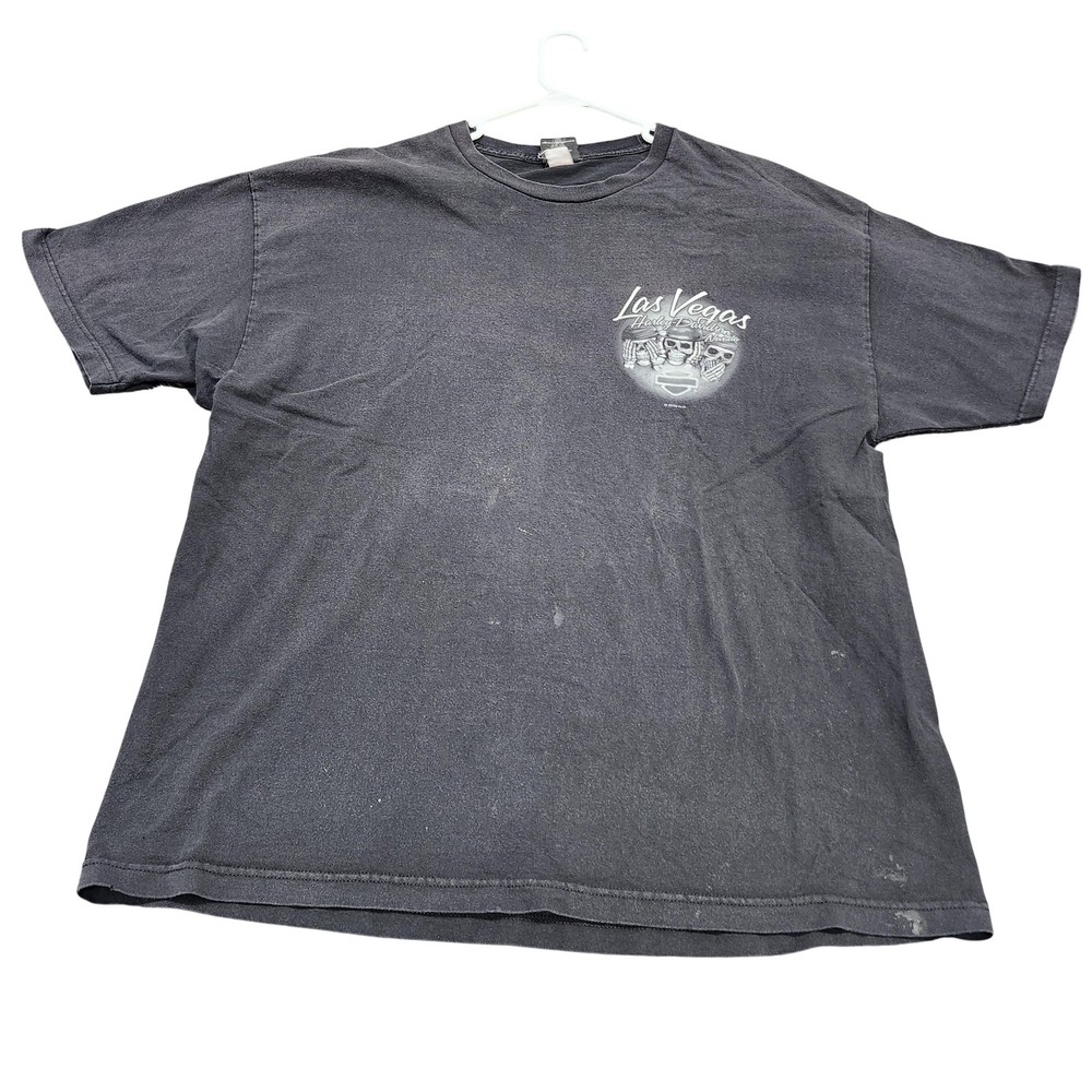 Harley-Davidson Shirt Mens 2XL Black Las Vegas Skull Graphic Tee Biker