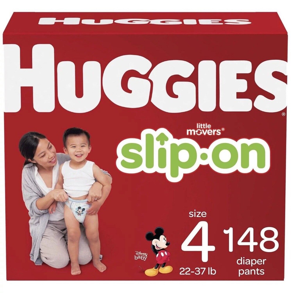 Huggies Little Movers Slip-On Diaper Pants, Economy Pack, Sizes: 4| 116 Count