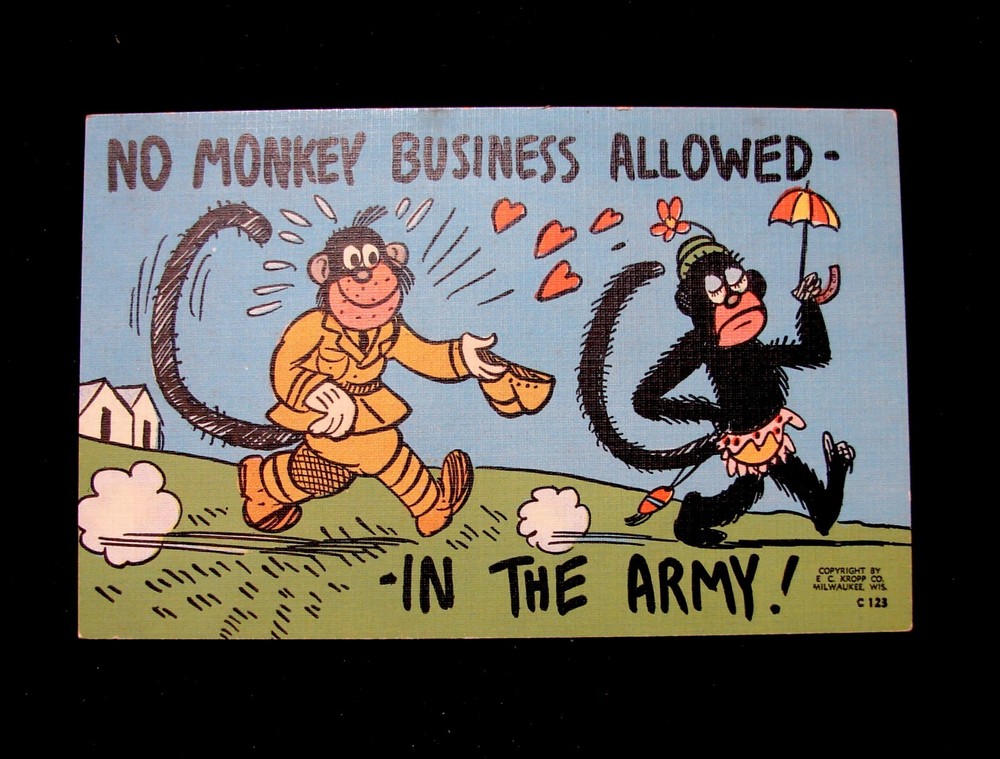 Vintage Wwii Postcard Military Comic 