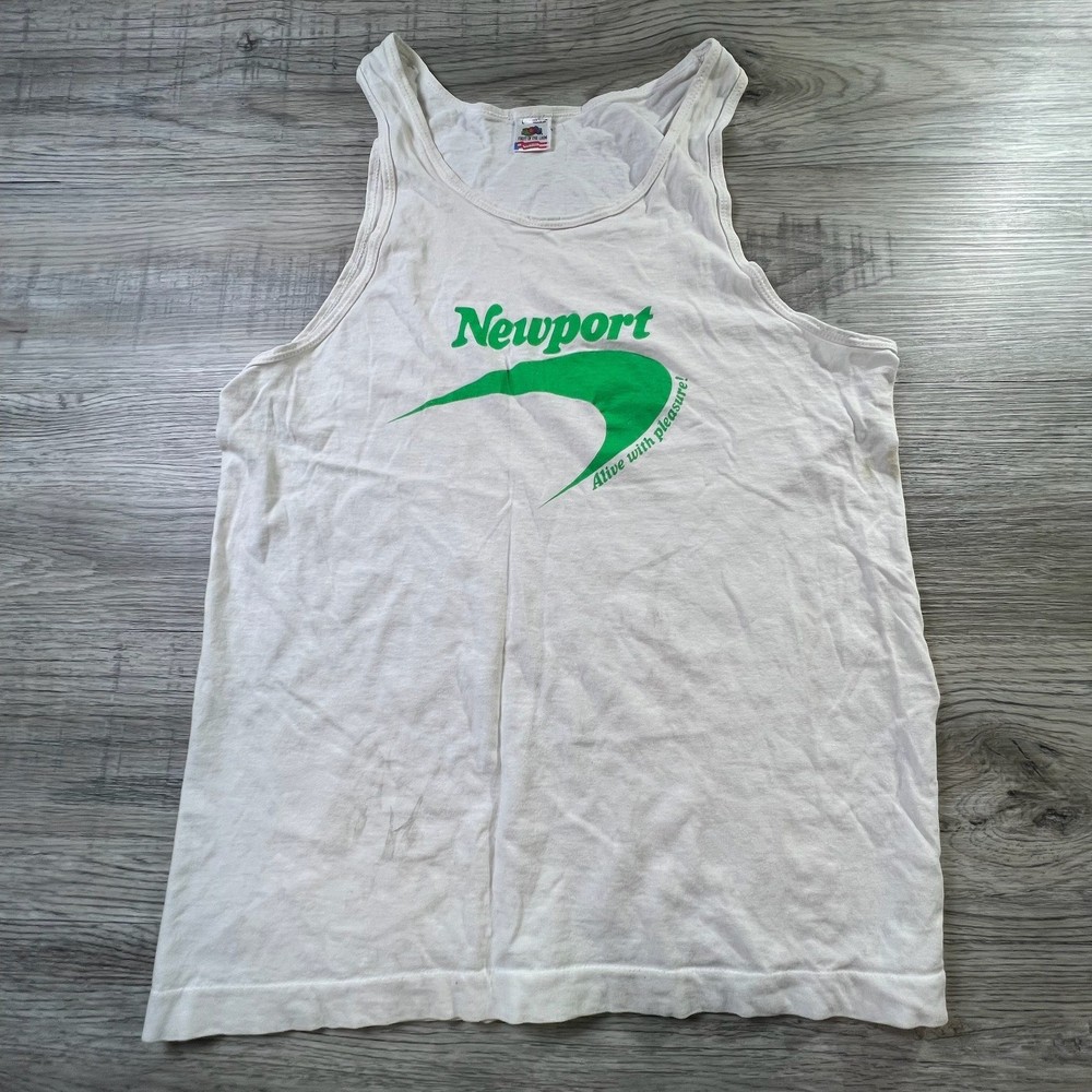 Fruit of the Loom Newport Tank Top Mens L White Vintage 90s Cigarette Promo USA