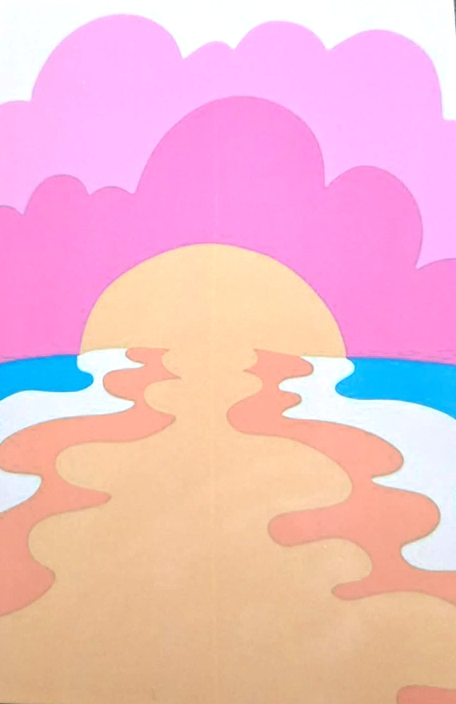 Groovy Waves Graphic 1970s Feel Postcard 4