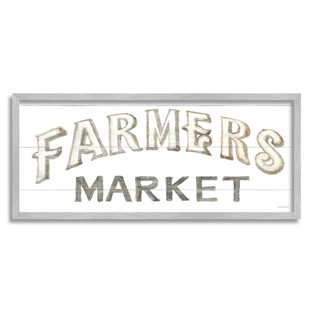 Traditional Farmers Market Sign Classic Typography Grey Framed Wall Art, 30 x...