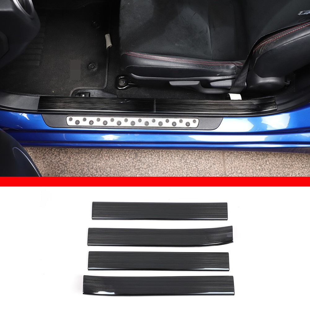 Black Steel Car Door Built Threshold Strip Trim For T@yota 86/Sub@ru BRZ 12-2020