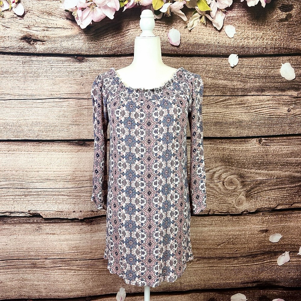 Ultra Flirt Women’s Rayon Multicolored Boho Novelty Abstract Print Blouse Tunic