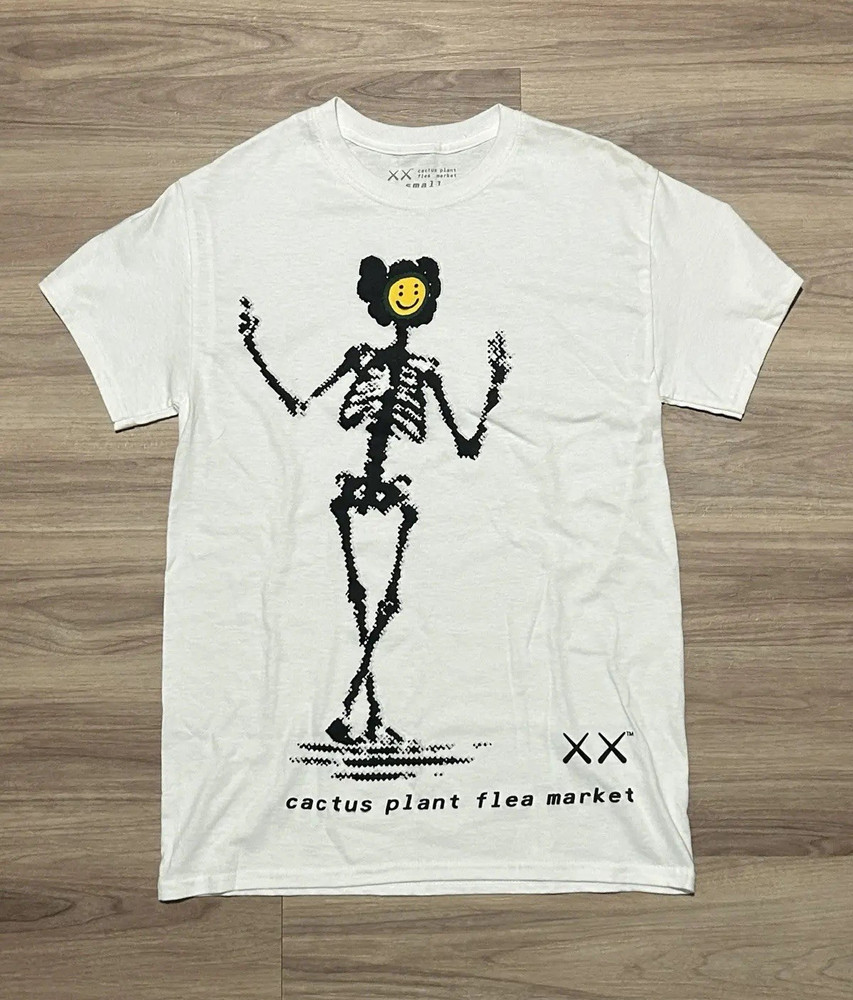 Cactus Plant Flea Market x KAWS Party Graphic Tee White Crew Neck Size Small