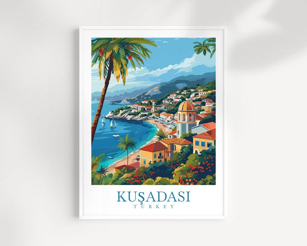 Kuadas Travel Print Wall Art Turkey Wall Hanging Home Dcor Kuadasi Gift Art
