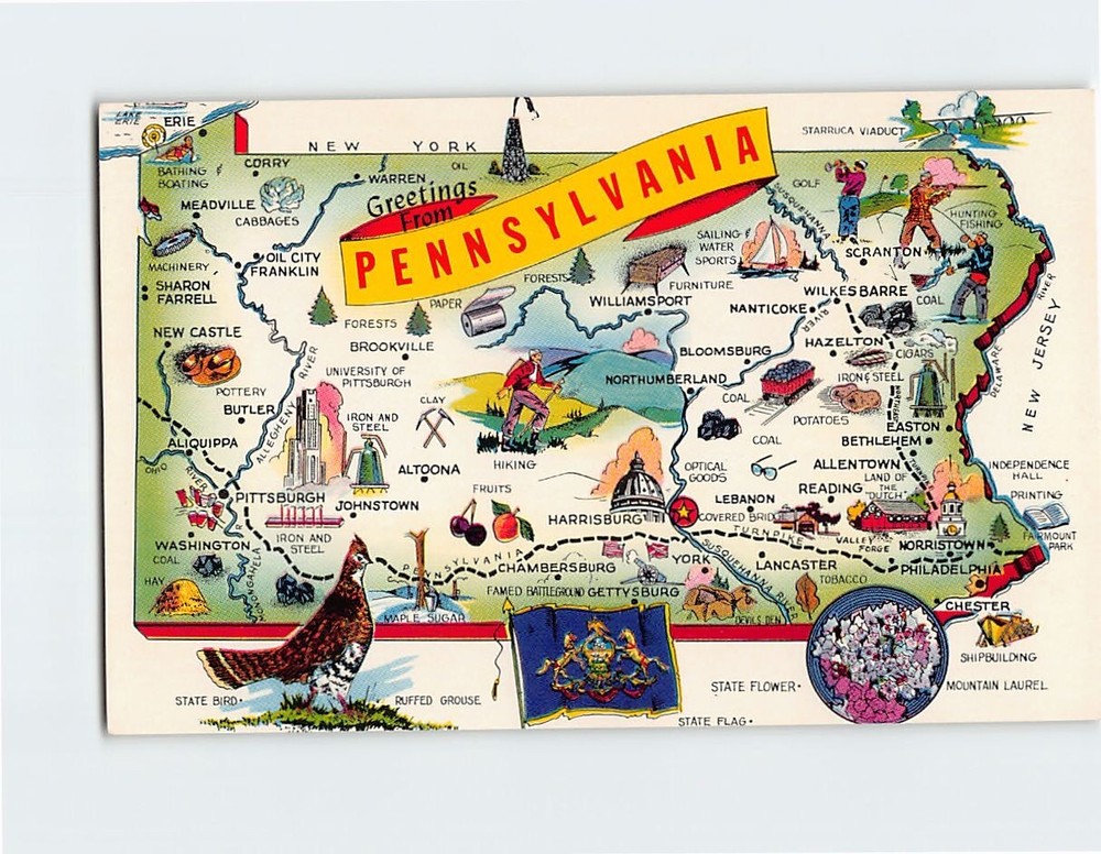 Postcard Greetings from Pennsylvania USA