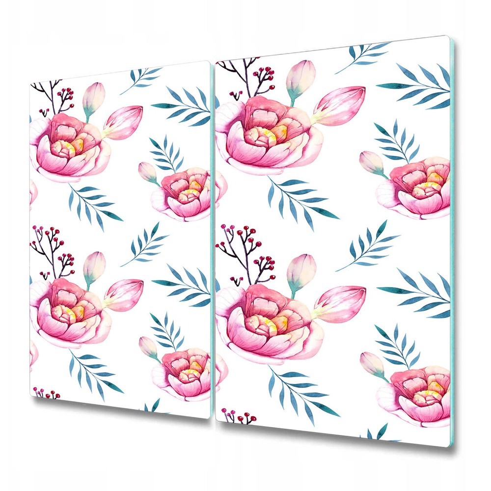 Glass Chopping Board Worktop Saver Watercolour flowers Colourful Pastel Colours