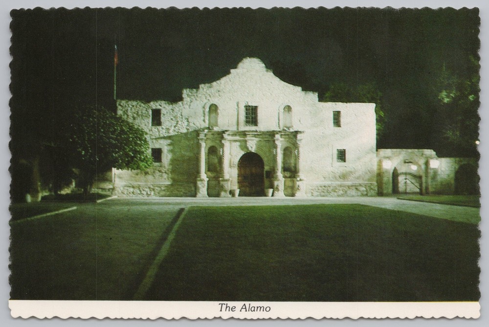 San Antonio Texas~Alamo @ Night~Continental Postcard