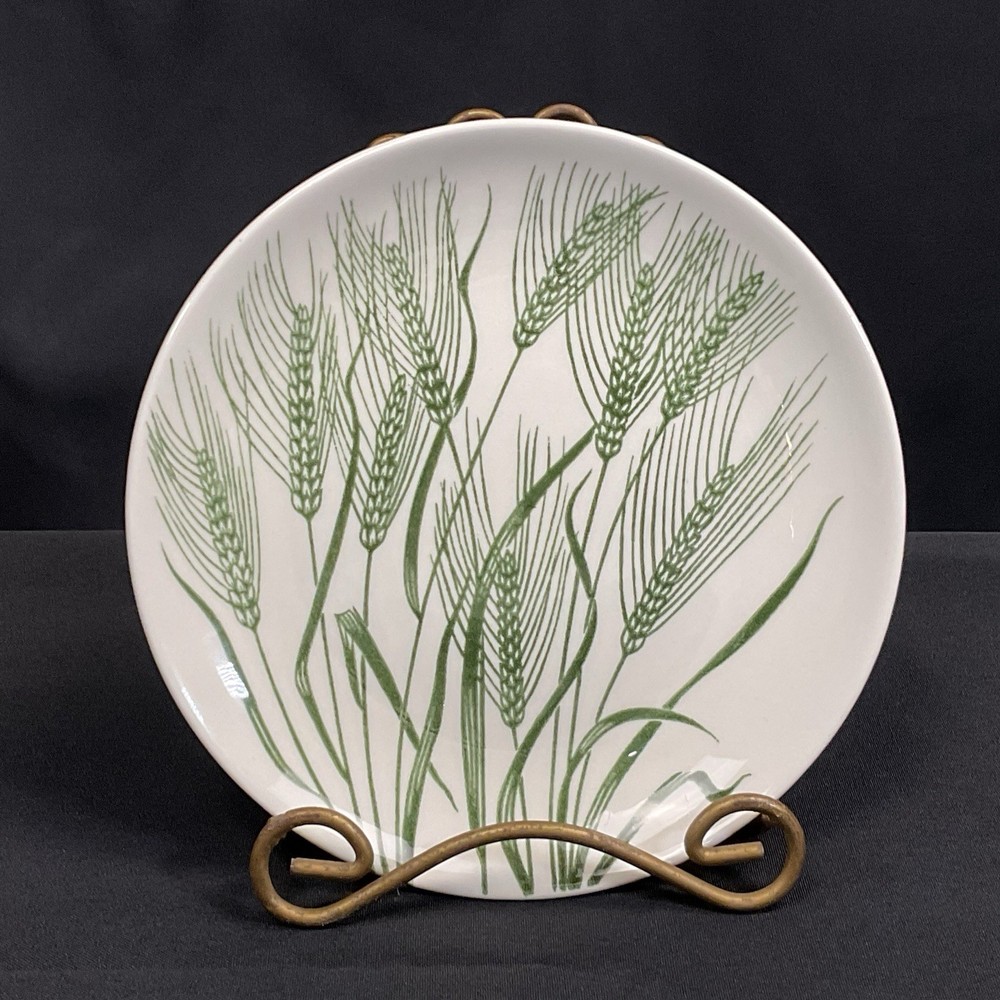 Vintage Homer Laughlin American Green Wheat Dessert Bread Plate H54N6 MCM Retro