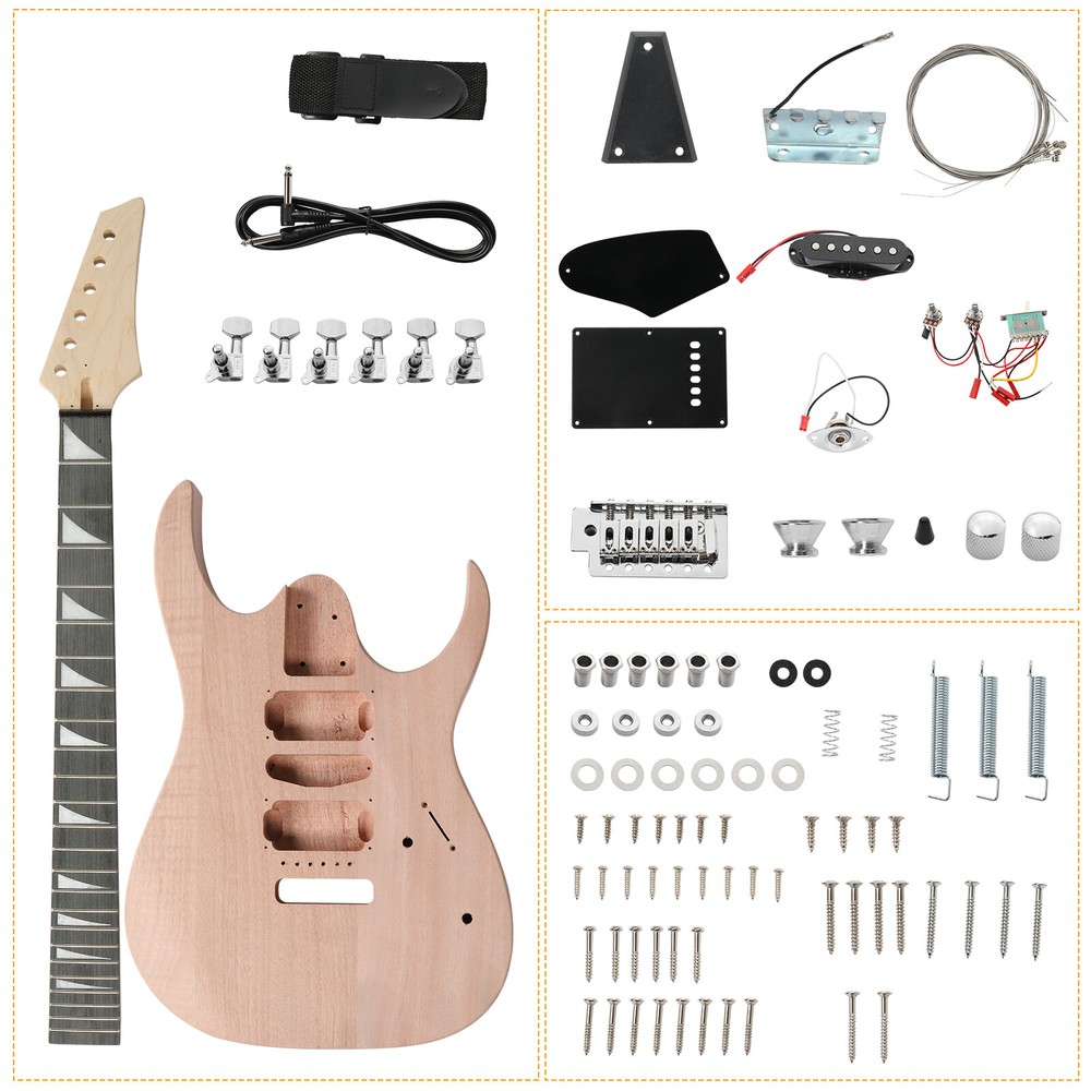 DIY 6 String 170 Style Electric Guitar Kits with Mahogany Body, Maple Neck