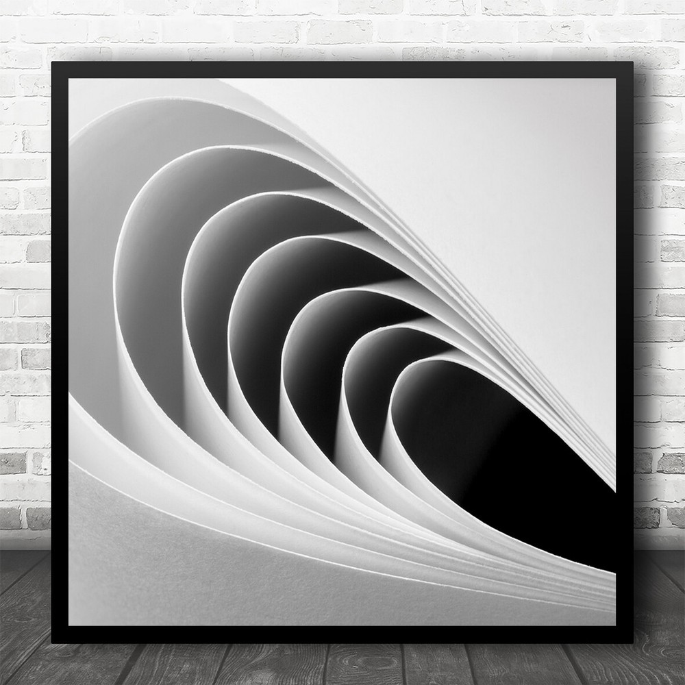 Paper Layers Crescents Macro Curves Shapes Geometry Square Wall Art Print
