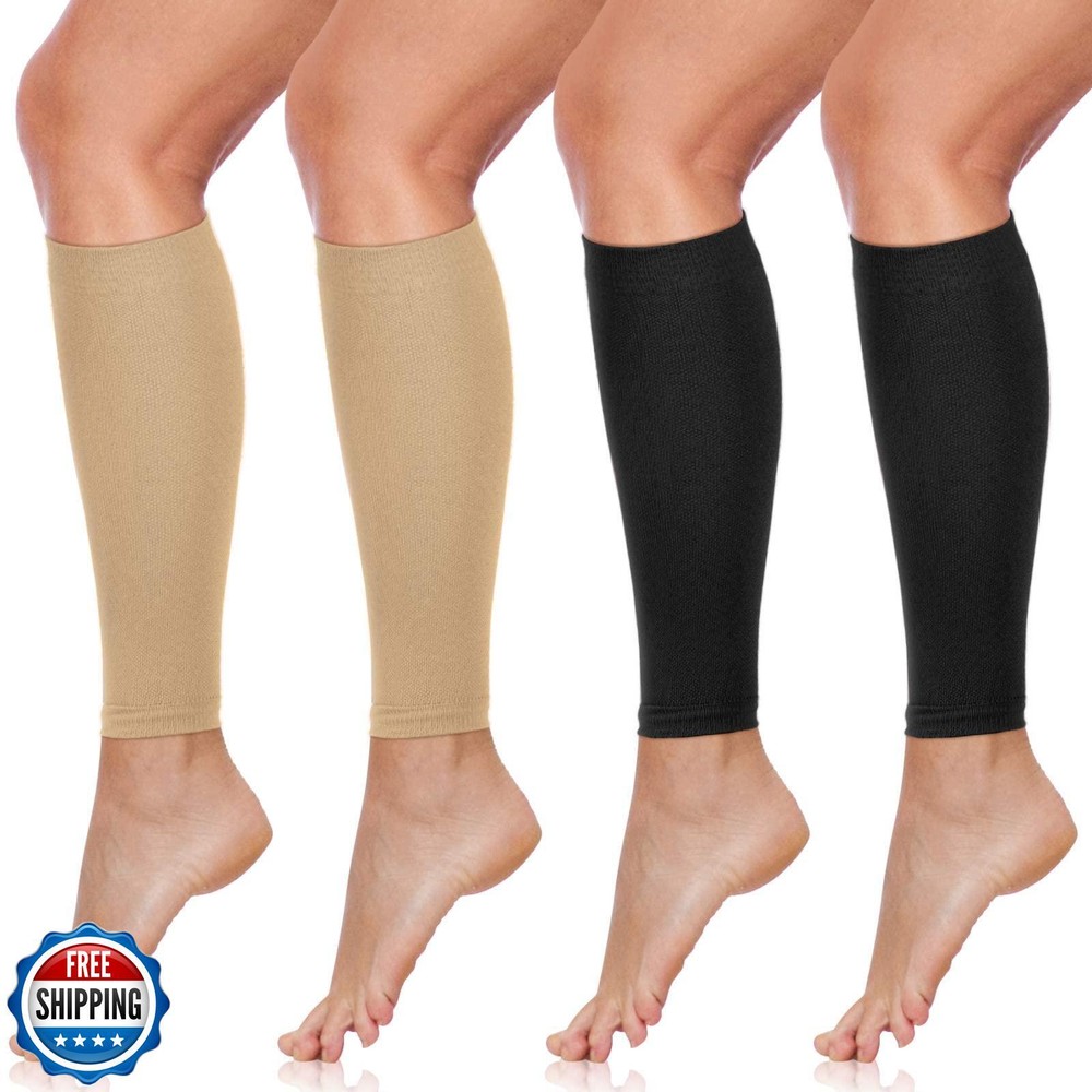 SATINIOR 4-Pair Calf Compression Sleeves for Shin Support and Muscle Recovery