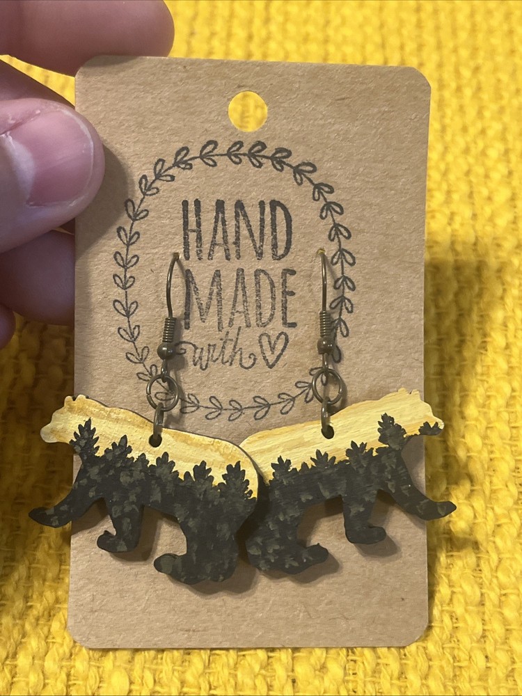 Yellow Sky Bear Earrings NEW
