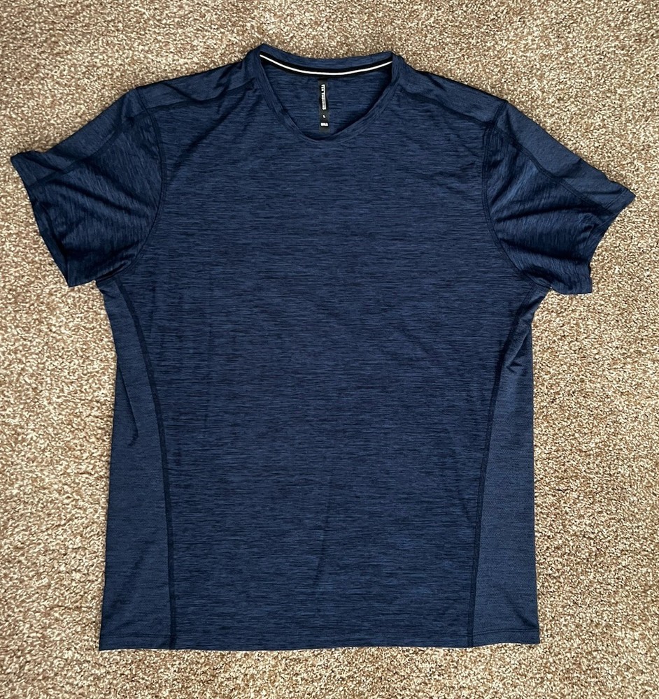 Ten Thousand Versatile Shirt Men Large Navy Blue Heather Training Gym Tee TTK009