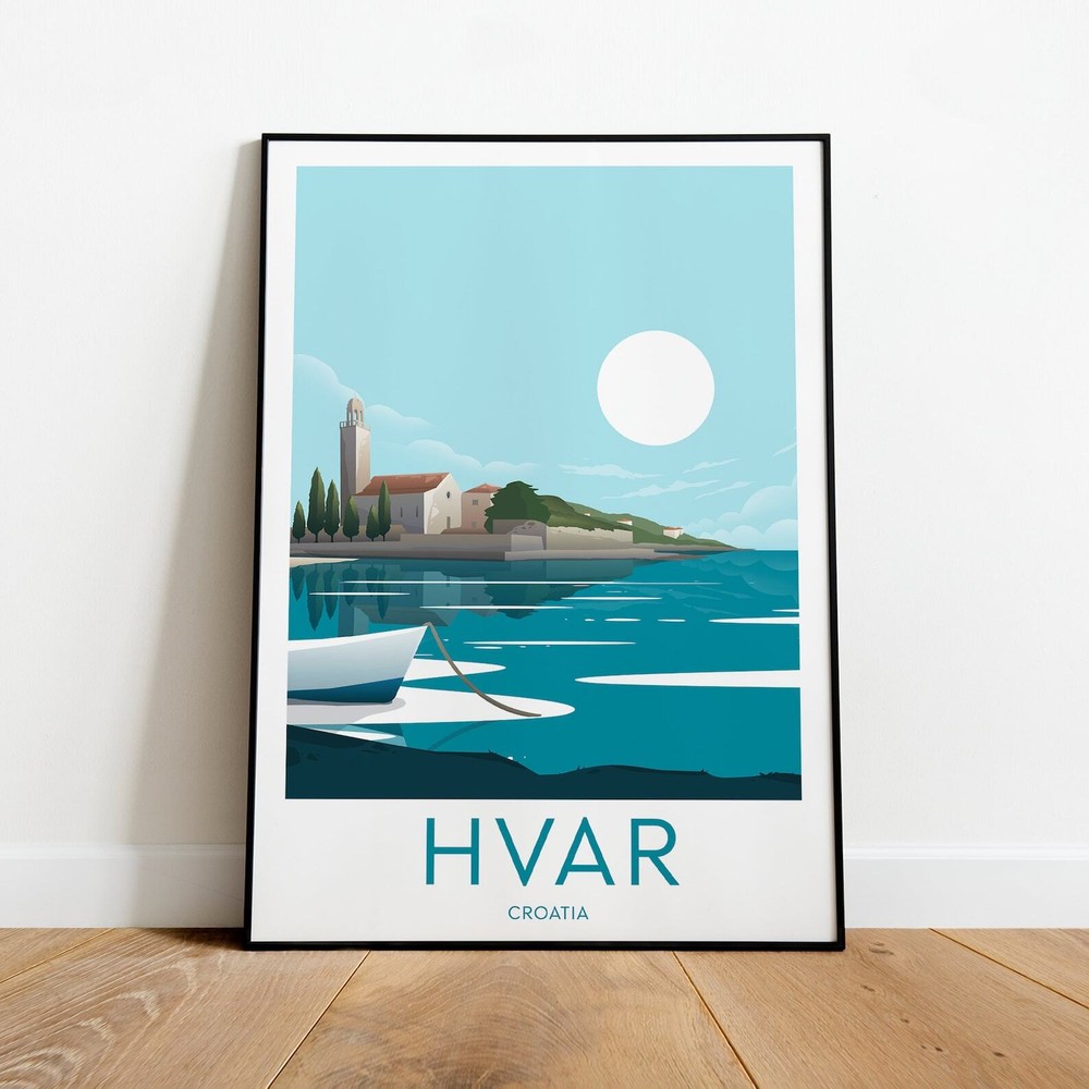 Hvar Croatia Travel Print Poster Wedding Gift Wall Art  
