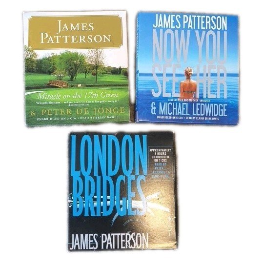 Lot 3 James Patterson Audiobooks CD London Bridges, Now You See Her, Miracle...