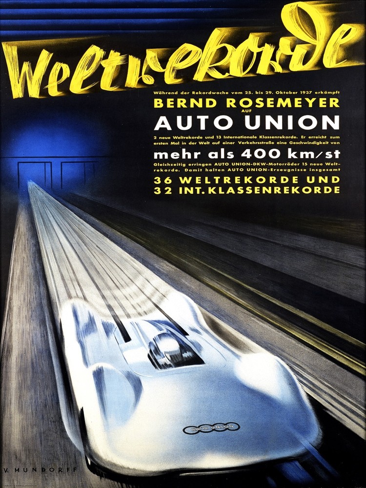 5598.Quality Decoration Poster.Weltrekou'de.auto union.Fast racing car.Bullet