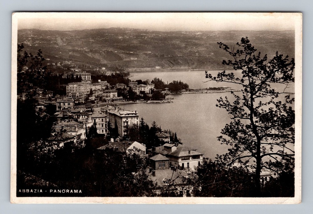 Croatia- Abbazia Panorama Town View Standard Old Postal View Vintage Postcard