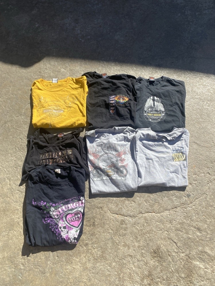 7 Piece Harley Biker Tee Shirt Bundle Size S- XL Motorcycle Biker Shirts Tees