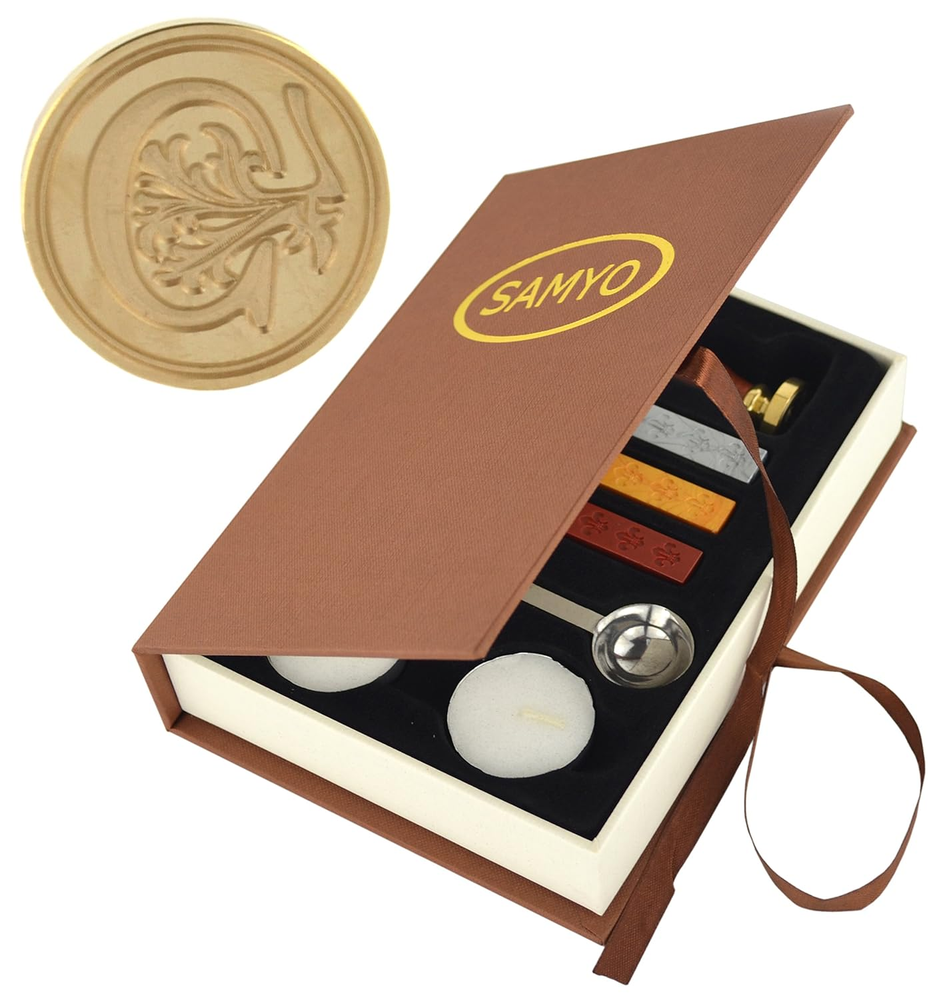 Wax Seal Stamp Kit Retro Creative Sealing Wax Stamp Maker Gift Box Set Brass Col