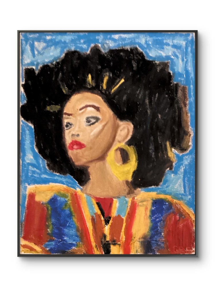 Relaxed Pop African Women Big Hair Afro Bold Original Art 11 by 14 Canvas
