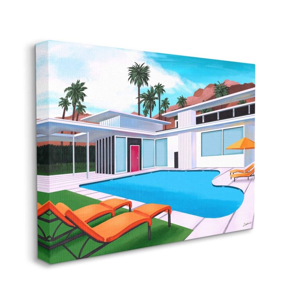 Stupell Modern Home Architecture Poolside Desert Mountains