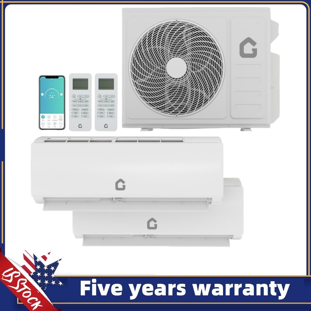 18K BTU Dual Zone Mini Split AC with 12K+12K Air Conditioner 24 SEER2 AC Heat