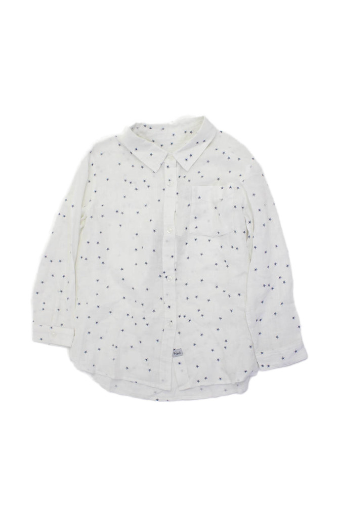 Rails Girls Linen Cora Geometric Collared Button-Down Shirt White Size 12Free Shipping in US $100+ Orders | $6.95 Orders Below