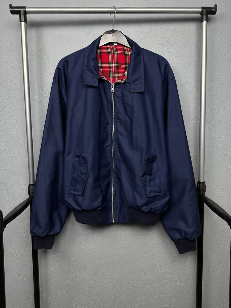 Vintage England Plaid Lined Collared Bomber Jacket in XXL