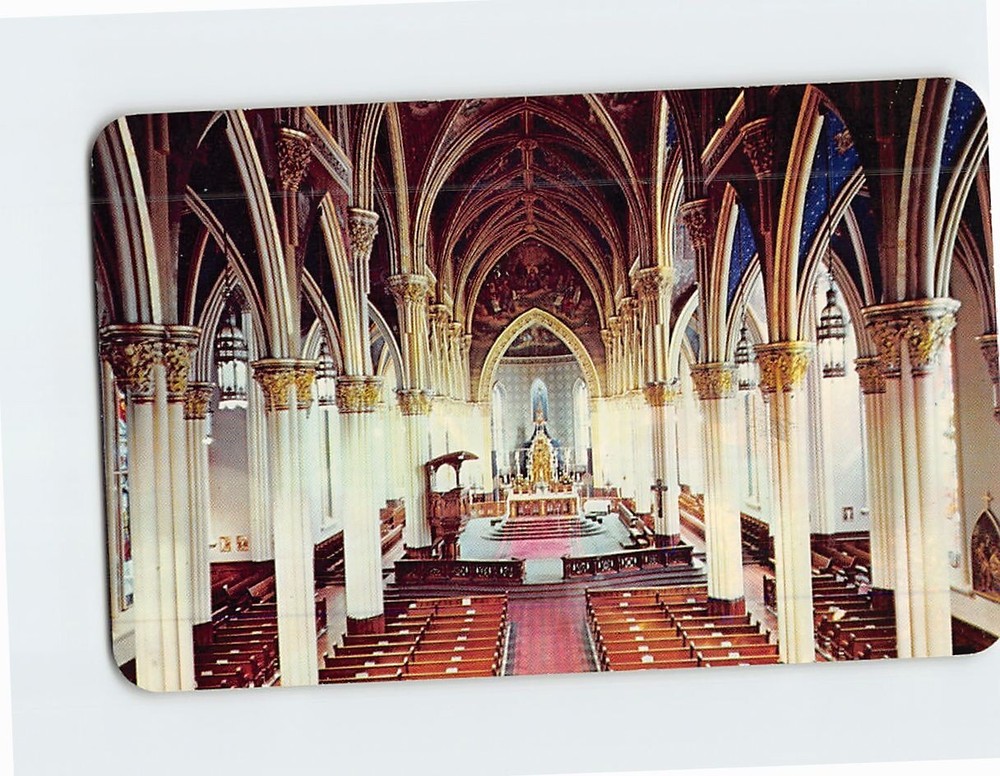 Postcard Interior of the Sacred Heart Church Notre Dame Indiana USA