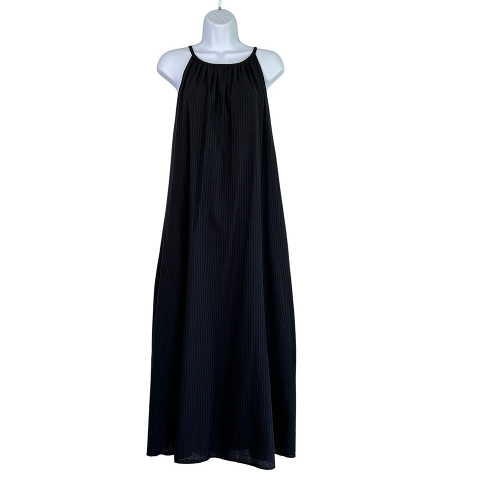 Jenni Kayne Drift Dress Maxi Black Pockets Seersucker Womens XXL Sundress Flowy