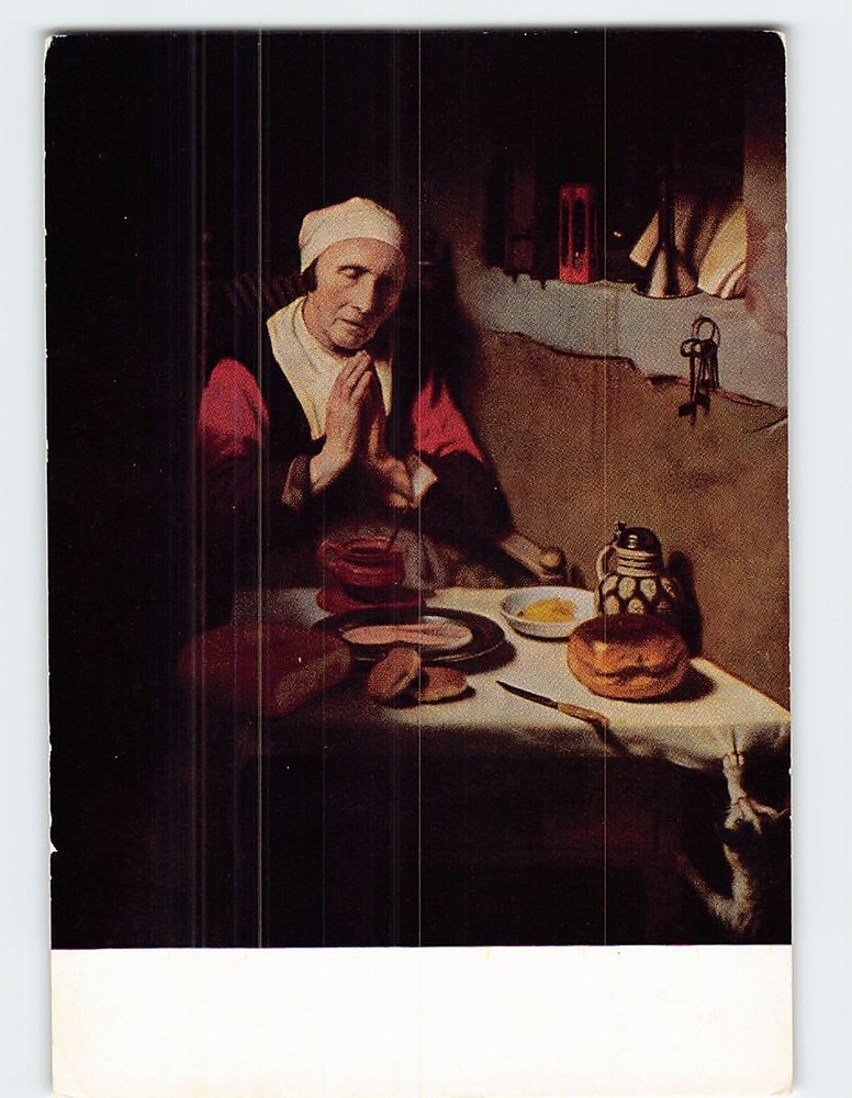 Postcard Old Woman Painting by Nicolaes Maes