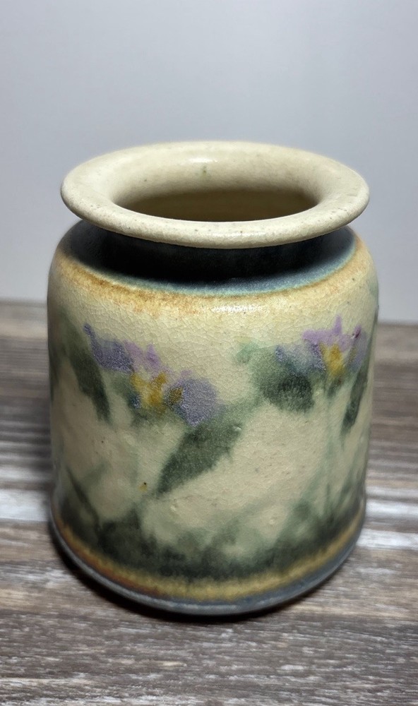 Vintage Signed Studio Pottery Floral Vase Hand Thrown Matte Art Pottery Vase