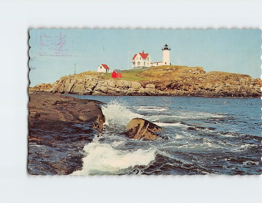 Postcard Nubble Light York Beach Maine USA